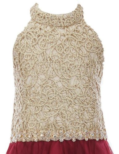 Rare Editions Big Girl's Dazzling Corded Embroidered Mesh Fanciful Dress-14 16 - Picture 2 of 5
