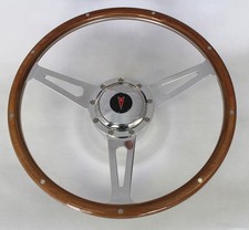 Wood Steering Wheel Pontiac Center Cap 15" Fits Ididit Column GM Spline 9 Hole