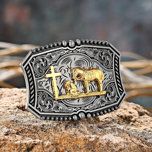 Cinturón vaquero occidental hebilla oración águila cabeza de toro patrón vintage cinturón hebilla hombre - Imagen 19 de 23