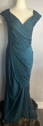 Oleg Cassini türkis bodenlanges Abendkleid drapiert formell Ballkleid türkis Größe 8 - Bild 3 von 13