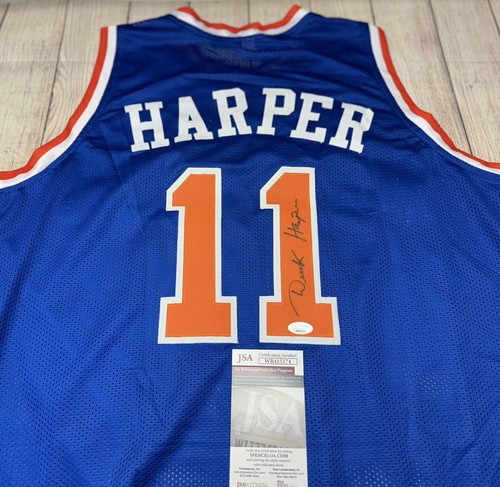 NEW YORK KNICKS DEREK HARPER SIGNED BLUE CUSTOM JERSEY JSA COA!!! - Picture 2 of 3