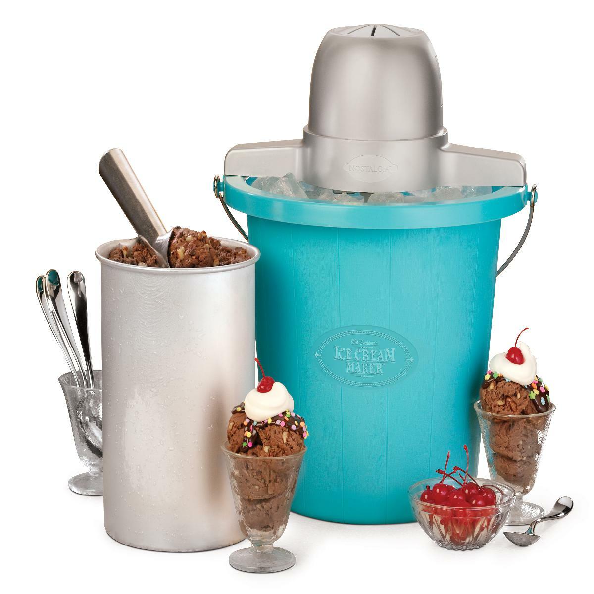 Nostalgia PICM4BG 4 Quart Electric Ice Cream Maker with Easy Carry Handle Blue eBay