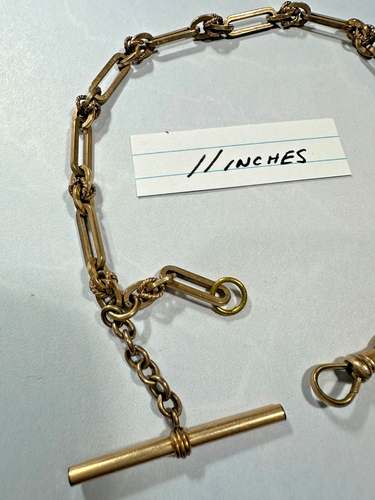 POCKET WATCH CHAIN VICTORIAN 11 INCHES LONG VERY NICE CHAIN GOLD FILLED?? #9 - Picture 5 of 5