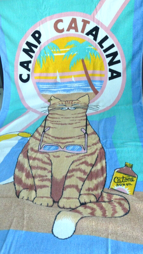 Camp Catalina Strandtuch Katze Sunning Seven Seas Vintage Retro Neuheit