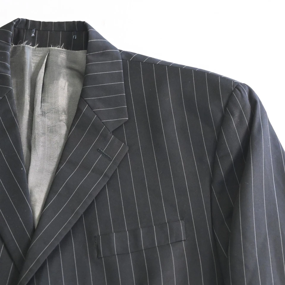 Traje De Colección Ralph Lauren Etiqueta Azul 46R 36x32 Negro Rayas Anchas 100% Lana Para Hombre Foto 3 de 4