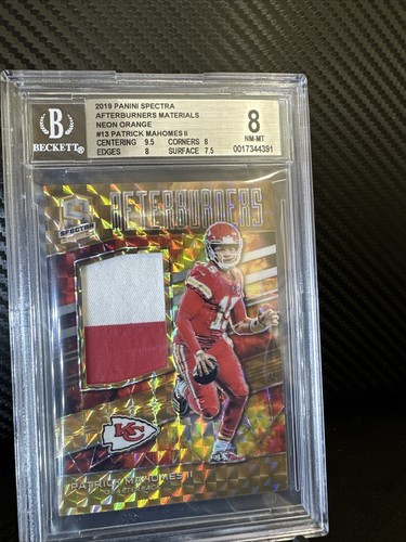 Panini Spectra Patrick Mahomes Relic Afterburners 2019/10 parche naranja neón KC - Imagen 2 de 11