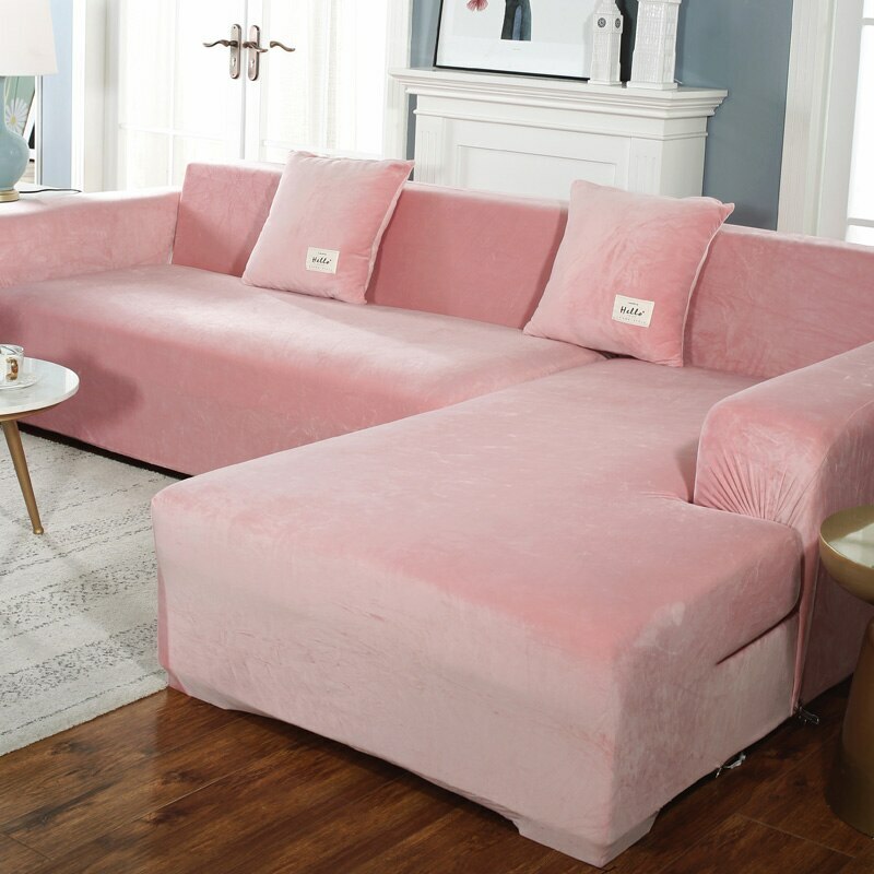 Plush Sofa Cover Velvet Elastic Corner Living Room L Shape Sofa Seat Slipcovers Popularna sprzedaż wysyłkowa