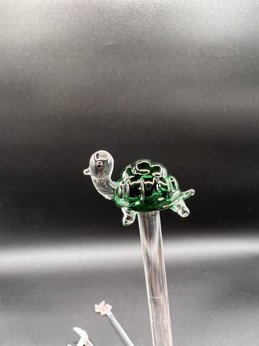 Blown Glass Swizzle Sticks, Turtle, Flamingo, Rooster, Pig, Sea Gull, (5) - Picture 2 of 7
