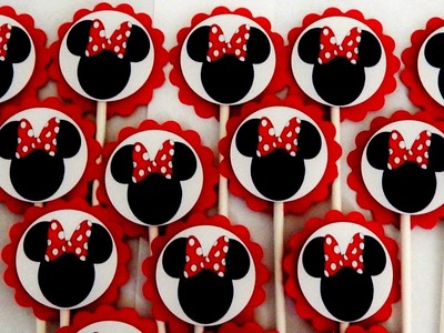 30 Minnie Mouse Cupcake Toppers Birthday Party Favors Baby Shower