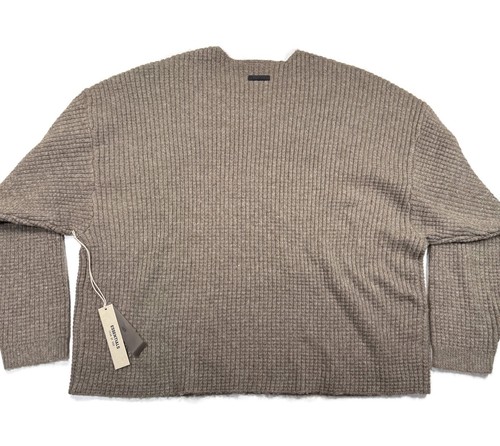 Fear of God Essentials Sweater Mens XL Heather Grey Heavy Waffle Knit Crew NWT - Picture 13 of 16