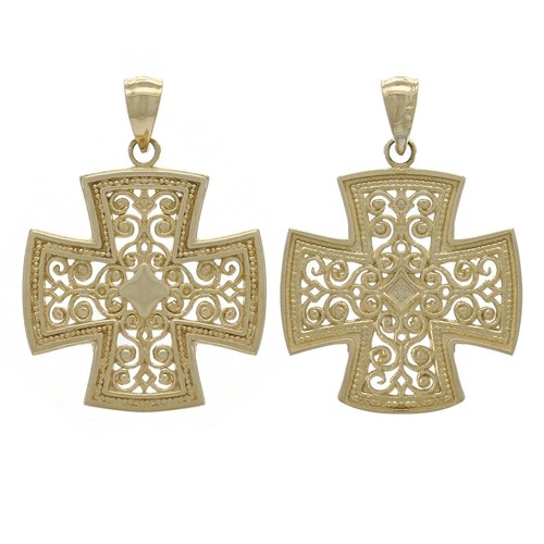 14k Yellow White or Rose Gold Filigree Cross Religious Charm Pendant - Picture 16 of 25