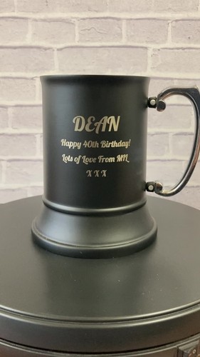 Personalised Black Stainless Steel 500ML Tankard Engraved Free Best Man Gift - Video 1 of 1