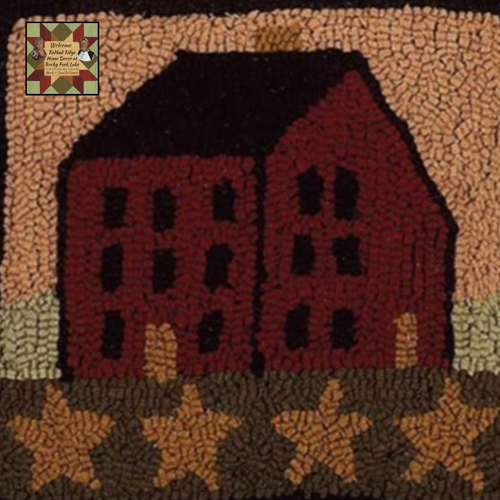 Saltbox House with Stars Hooked Pillow - Picture 3 of 3