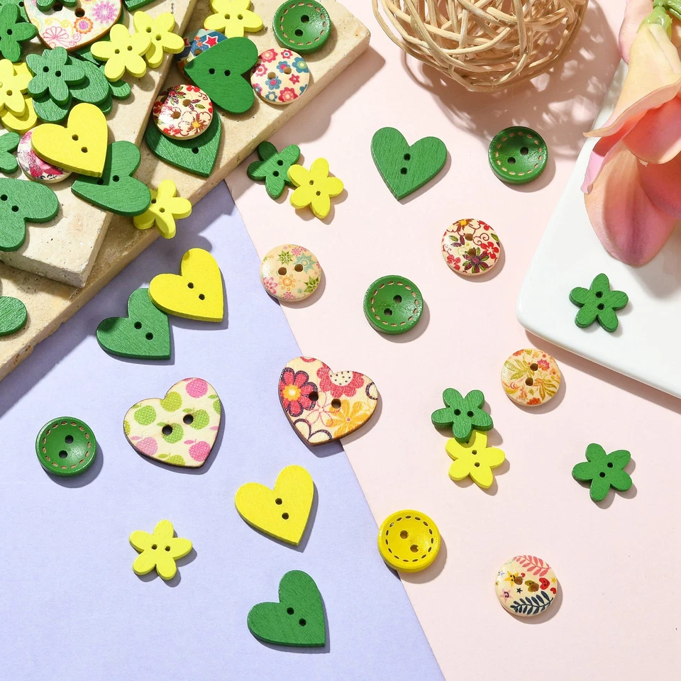 230x 2 Hole Wood Heart Sewing Buttons Scrapbooking Clothing Gift Home Decor - Image 3 of 4