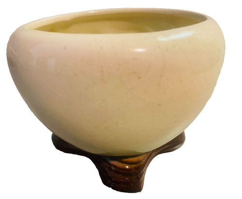 Vintage Mid Century Royal Copley Green Leaves Ceramic Footed Planter Set Of 3 - Picture 9 of 13