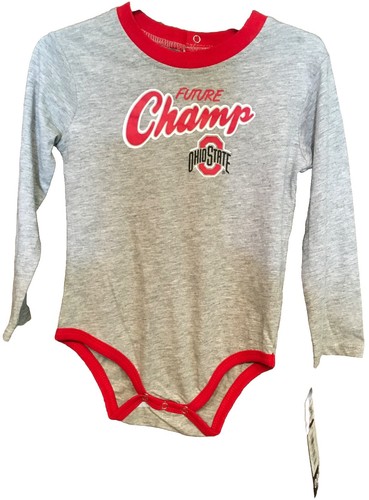 New Licensed Ohio State Buckeyes Team Logo Creeper One Piece LS Bodysuit 24M - Picture 2 of 11