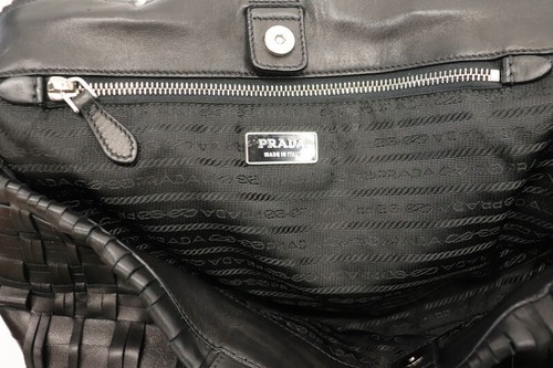 PRADA - Ladentasche schwarz Nappaleder geflochten mit Staubbeutel - Bild 5 von 10
