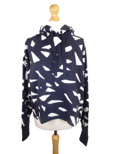 Sweaty Betty Size M 12-14 Revive Cropped Sweatshirt Hoodie Hoody Navy Blue Print - Picture 6 of 11