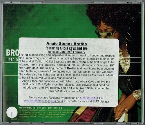 ANGIE STONE - 5" CD - Brotha Part II (3 Track Promo) Alicia Keys & Eve. - Picture 3 of 3