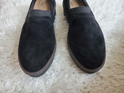 Clarks Airabell Mid Black Suede Women's Wedge Loafers - Size 8.5w - Picture 6 of 11