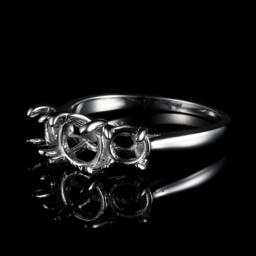 Round 6mm&5mm Sterling Silver Ring High Polish Non-plated Semi Mount Setting - Picture 5 of 7