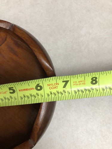 4 Mid Century Vintage Wooden Bowls Mahagony Raised Bottoms Nicely Made 6 1/2” - Picture 7 of 7