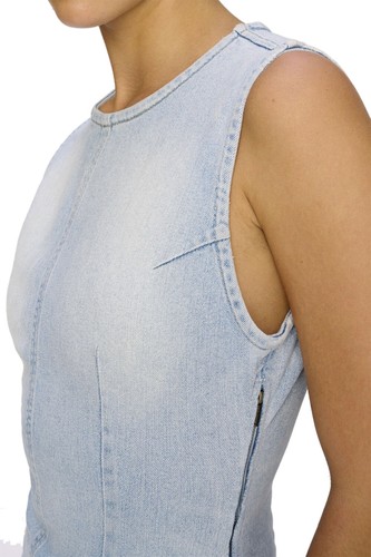 DL1961 Womens Esme Denim Sleeveless Midi Dress Large Light Fountain - NWT $279 - Afbeelding 6 van 7