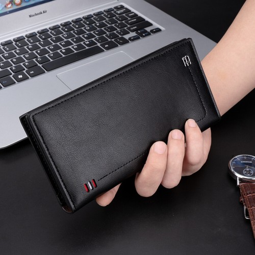 Mens Leather Long Wallet Zipper Clutch Handbag Purse Checkbook Cash Card Holder - Picture 24 of 28