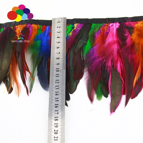 Super colorful 1/10 Meter 14-20CM Nature Rooster Trims Saddle Feathers Ribbon - Picture 2 of 27