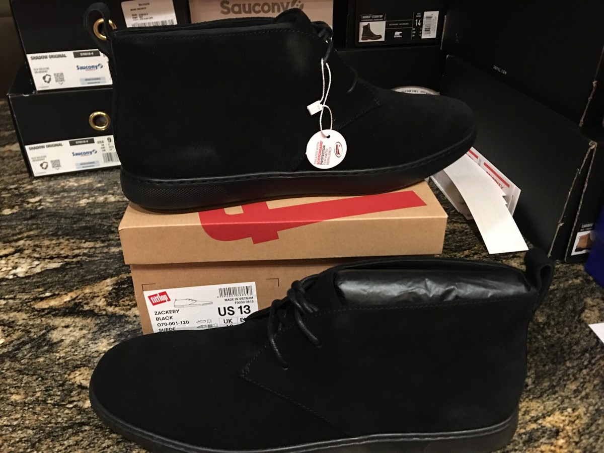 FitFlop Mens Zackery Chukka Desert Boots Style 070-001 Size US 12 Black Suede NIB FitFlop Zackery 10 43 Black Suede Lace Up Desert Boots  main image 2