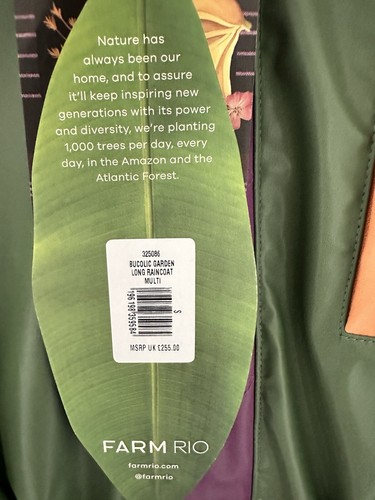 FARM RIO MULTICOLOURED BUCOLIC GARDEN LONG RAINCOAT SIZE S UK 10-12 RRP £255 - Picture 5 of 6