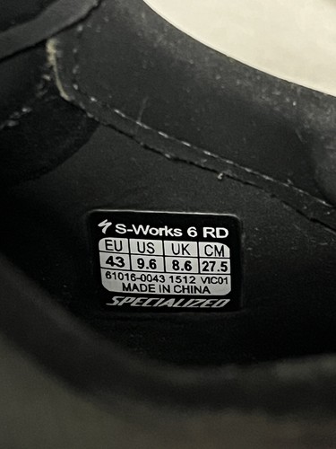Specialized S-Works 6 RD Road Cycling Shoe Size EU 43 US 9.6 Black - Picture 10 of 12