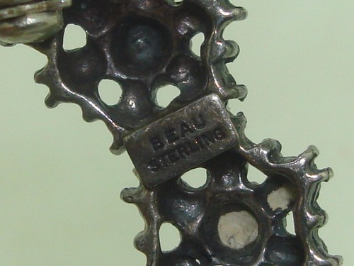 BEAUTIFUL RARE VINTAGE 1950'S BEAD STERLING SILVER BEADED FLOWER PIN/BROOCH! - Foto 7 di 7