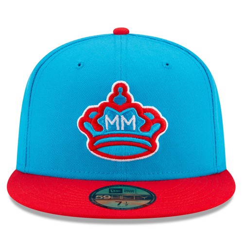Men's New Era Blue/Red Miami Marlins 2021 City Connect 59FIFTY Fitted Hat - Picture 2 of 5
