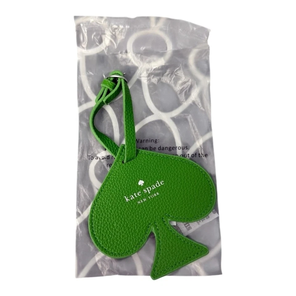 Kate Spade Spade-Shape Luggage Tag – Green Leather – NWT - Image 4 of 4