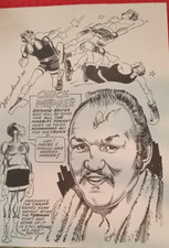 1975 Chuck Wepner and Muhammad Ali Signed Cartoon Illustration from Famous Match
