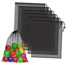 6 Pcs Mesh Bags Drawstring, 14x17 Inch with Lock, Multipurpose Storage Black