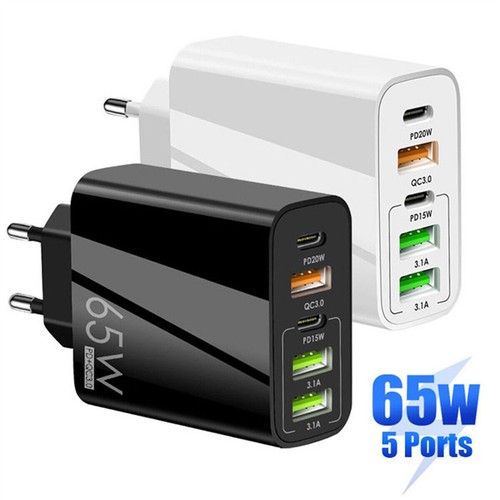 Quick Charger 65W UK Plug Fast Wall Power Adapter Multi-port USB-C PD Type C - Picture 8 of 16