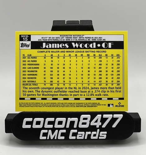2025 Topps Chrome - James Wood 35th Anniversary #90CB-15 Nationals Rookie RC - Picture 2 of 2
