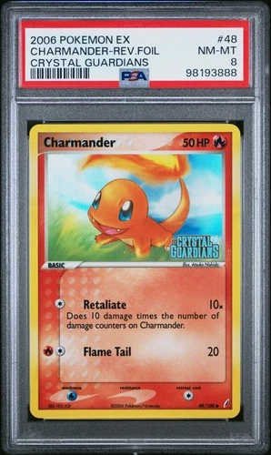 2006 POKEMON EX CRYSTAL GUARDIANS #48 CHARMANDER-REVERSE FOIL PSA 8