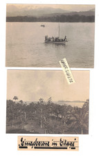 2V FOTO DNG Deutsch-Neuguinea EITAPE Segelschiff + Foto Kriegsschiff zw.d.Inseln
