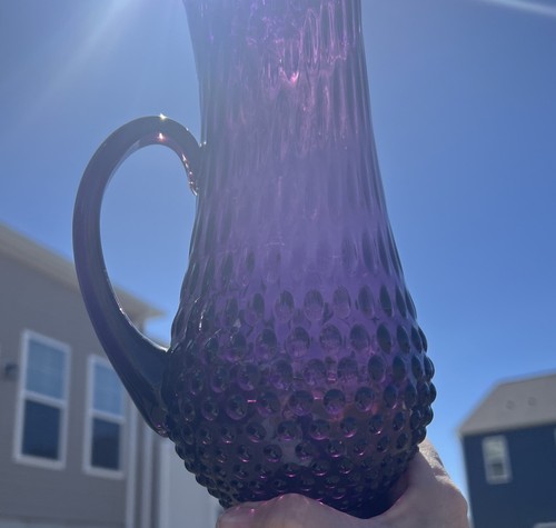 Fenton 12" Vintage Hobnail Pflaume Lila Stretch Krug Angewandter Griff Krug - Bild 17 von 19