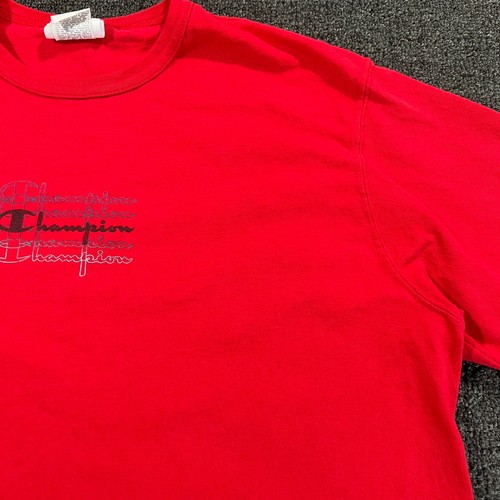 Y2k Champion Men's Blank Center Logo Essential Shirt Red Size XL - Picture 3 of 11