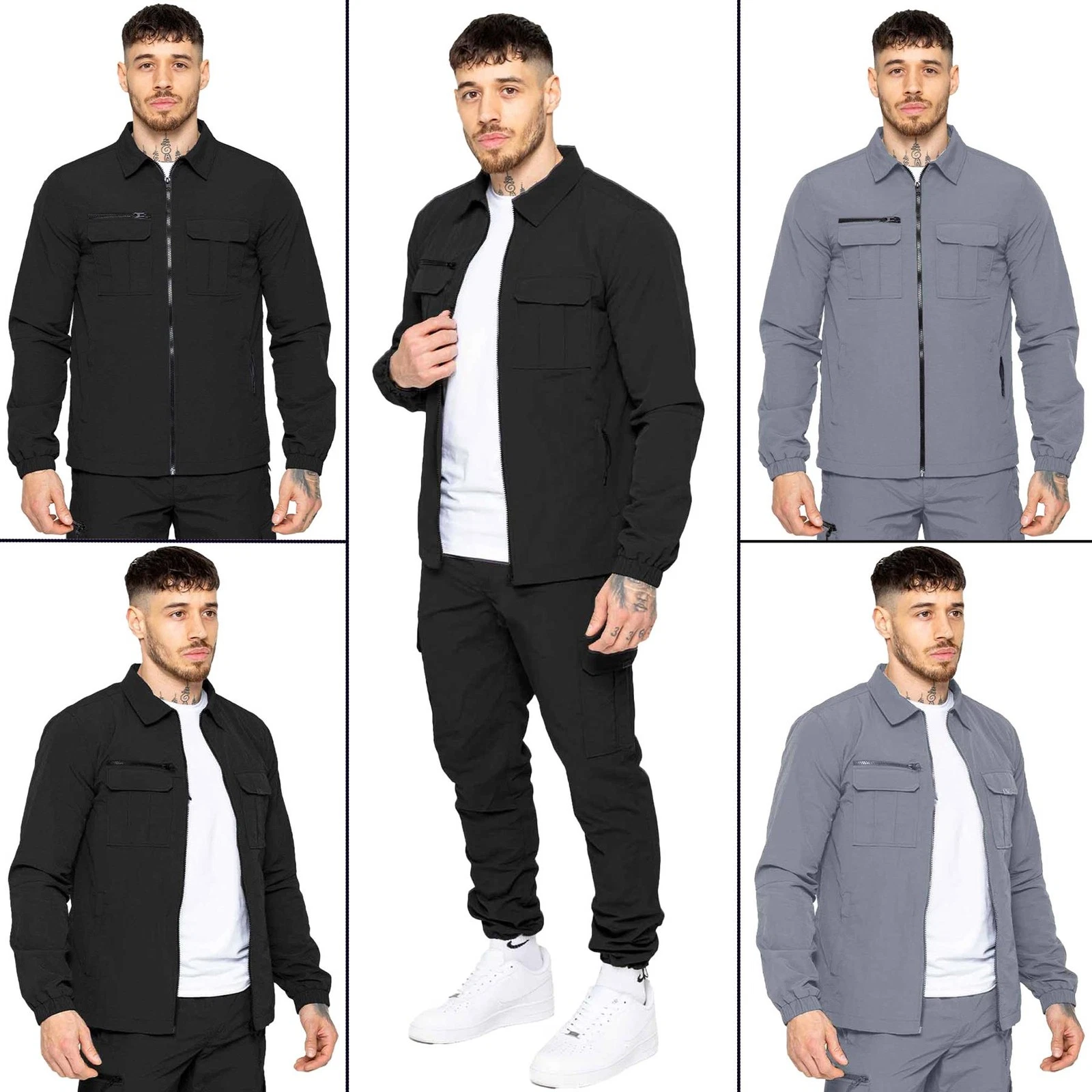 Enzo Mens Cargo Jacket Casual Full Zip Waterproof Poly Classic Coat Overshirt
Opens in a new window