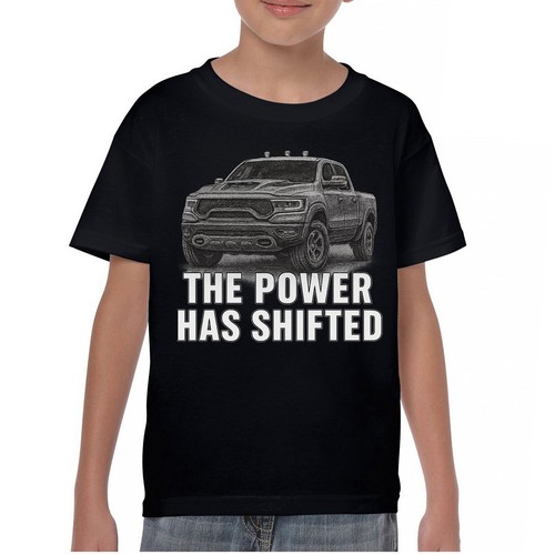 The Power Has Shifted Youth T-shirt American 4x4 Offroad Pickup Truck Kids - Picture 1 of 50