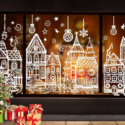 4pcs Christmas Window Clings Large Christmas Window Clings Double-Sided Snowman - Picture 9 of 9