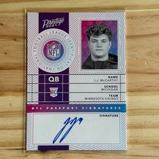 2024 Prestige JJ McCarthy NFL PASSPORT Signature Rookie Card 