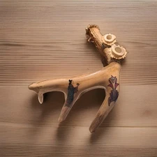 Stag Horn Resin Antler 2 Candle Holder Candelabra Deer~ Painted , 11 X 7in