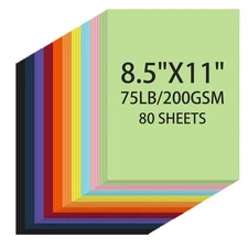 Cardstock 8.5 X 11, 80 Sheets 10 Colors Card Stock, 75lb/ 200gsm Copy Paper, ...