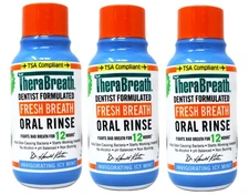 3 Pack TheraBreath Fresh Breath Mouthwash Icy Mint Travel Size 3 fl oz